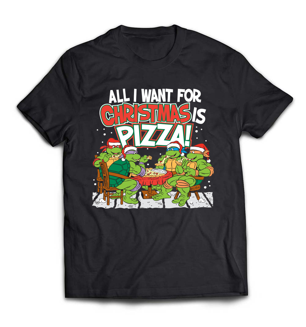 “Teenage Mutant Ninja Turtles Pizza for Christmas” T-Shirt – A Fun Tee for TMNT and Pizza Lovers